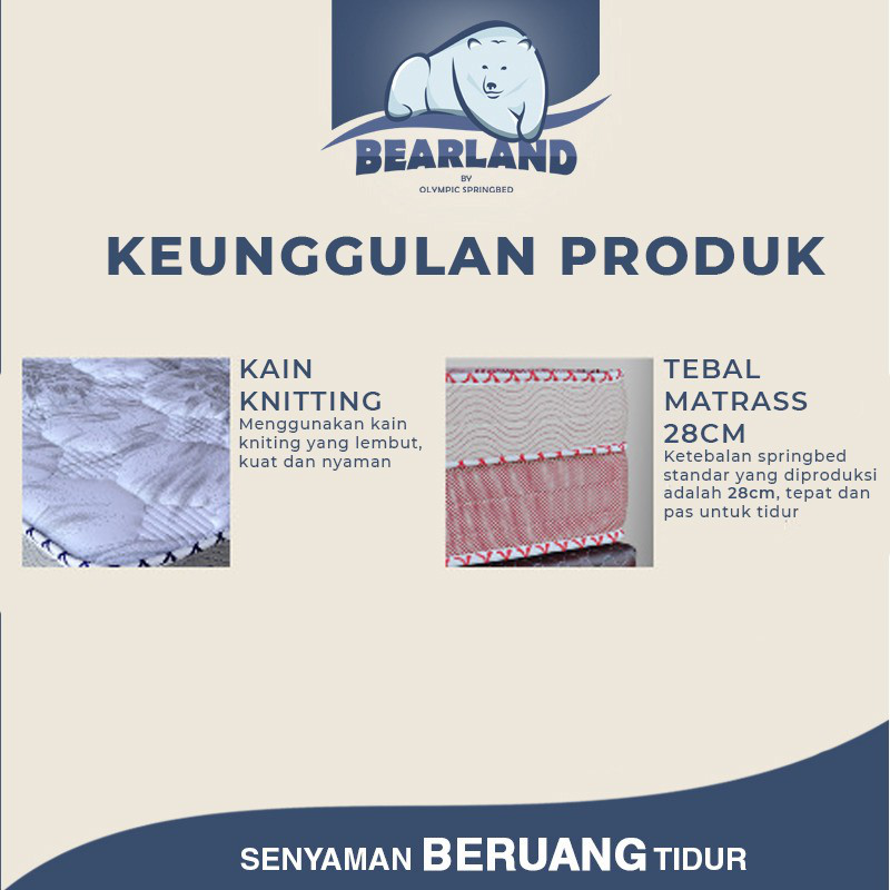 Kasur Springbed Matras springbed 140x200 WOODLAND BEARLAND GRIZZLY